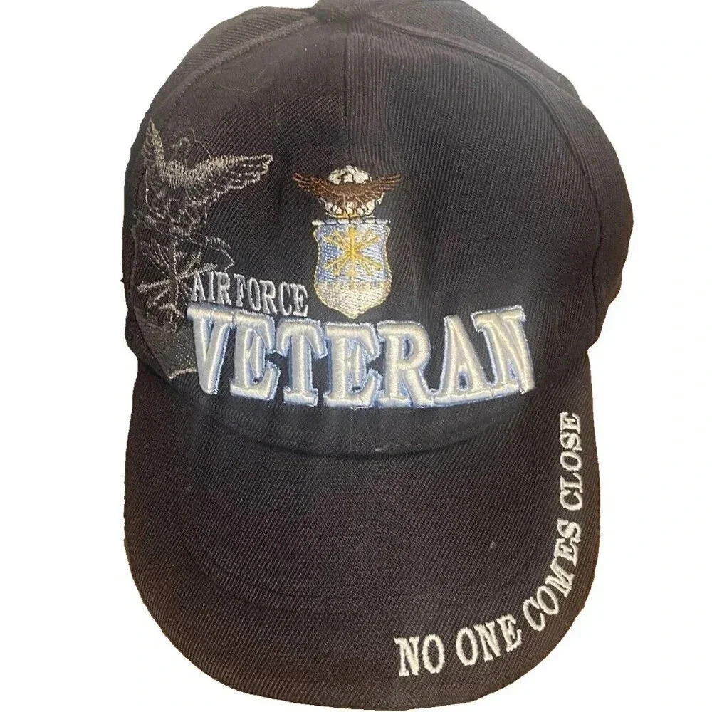 Airforce Veteran Baseball Cap Black One Size Adjustable Embroidered
